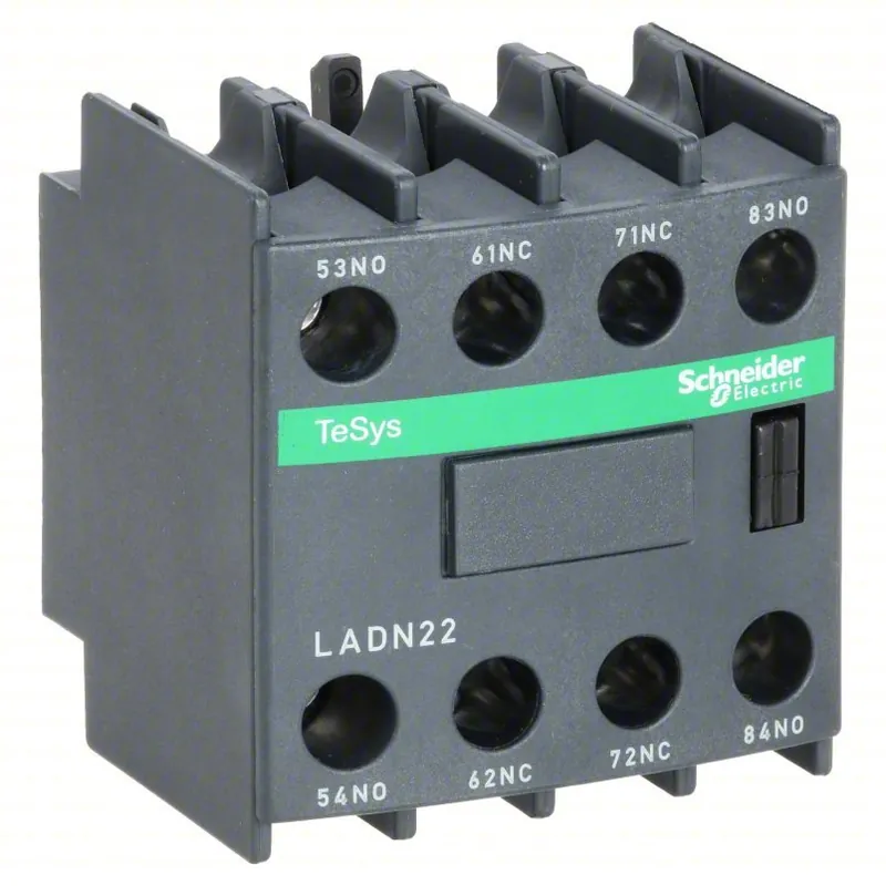Schneider LADN22 Auxiliary Contact Block 2NO/2NC, 10A Max Current (AC), Front Mount