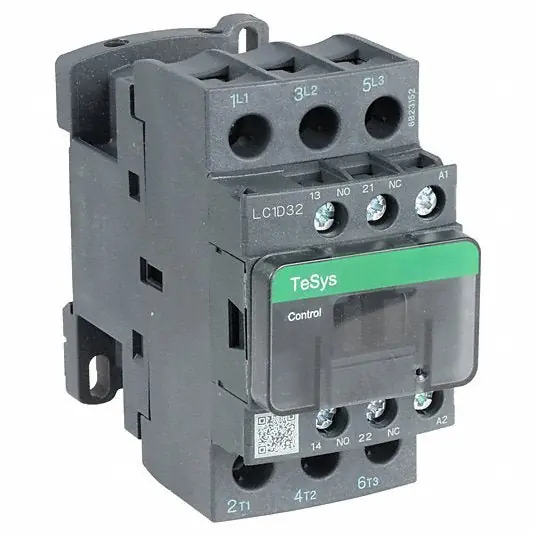 Schneider LC1D32G7 IEC Magnetic Contactor Non-Reversing, 3 Poles, 32 A, 120V AC Coil, 1NO/1NC