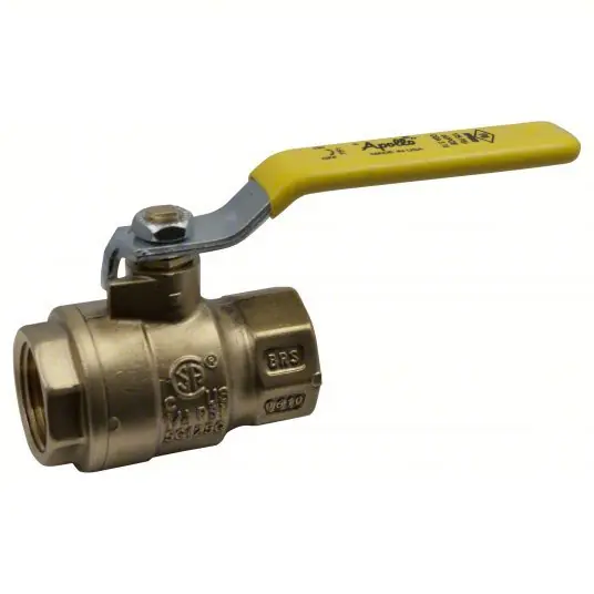 Apollo 77F10701 Manual Two-Way Ball Valve 1 1/2 in, Brass, Straight, FNPT x FNPT, Full Port Ball Port, Lever