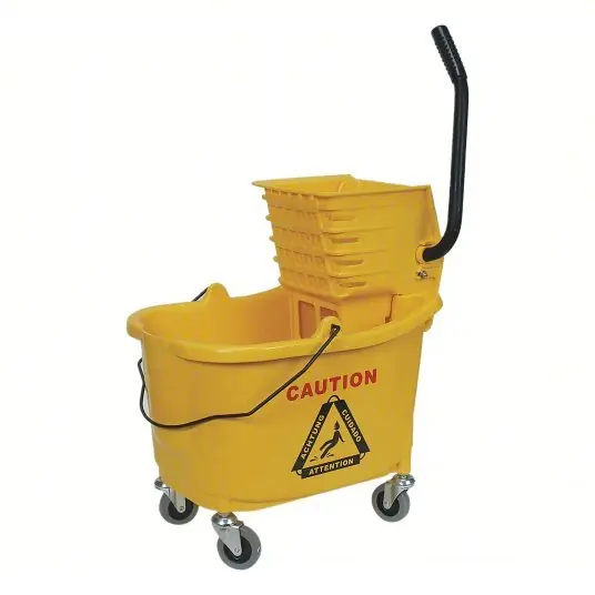 KVM Tools KV2PYH4 Mop Bucket and Wringer Side Press, 8 3/4 gal Capacity, Plastic, Yellow, Side Press