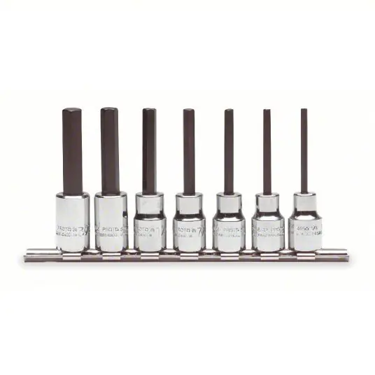 Proto J4900-7C Socket Bit Set 3/8 in Drive Size, 7 Pieces, 1/8 in to 3/8 in Range of Tip Sizes, SAE