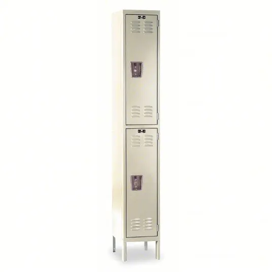 Hallowell U1256-2A-PT Wardrobe Locker 12 in x 15 in x 66 in, Louvered, 2 Tiers, 1 Units Wide, Padlock Hasp, Tan