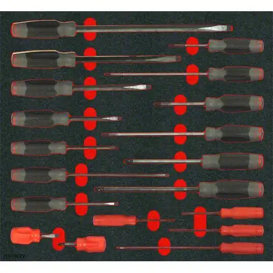 Proto J1219RCFKV Screwdriver Sets 19 Pieces, Cabinet/Keystone/Phillips Tip, Ergonomic Grip, Organizer