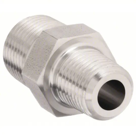 Parker 3/8 X 1/4 FF-SS Hydraulic Hose Adapter 3/8 in x 1/4 in Fitting Size, Male x Male, NPTF x NPTF, Rigid, Straight PK5