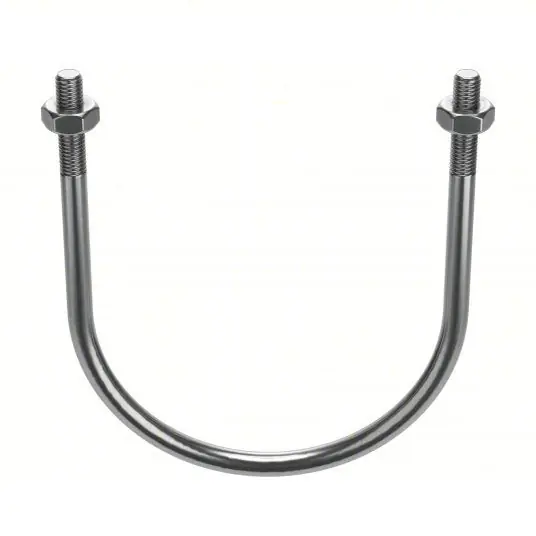 Fabory U17567.050.0600 Standard U-Bolt 1/2"-13 Thread Size, For Pipe Size 6 in, 8 3/8 in Inside Ht, Stainless Steel, Plain