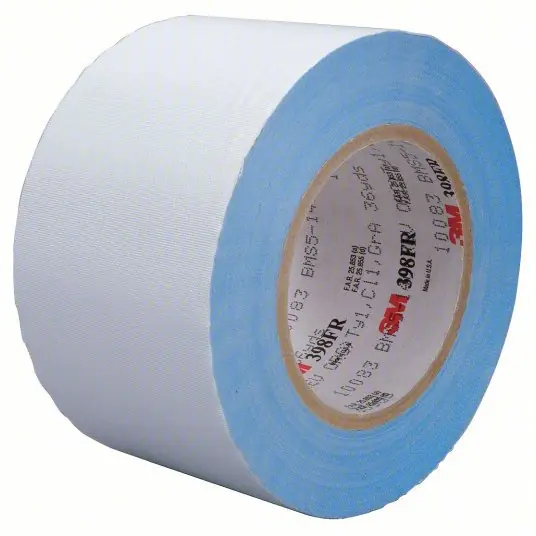 3M 398FR Cloth Tape High-Temp Sealing, 3 in x 36 yd, White, 7 mil Thick, Backing Glass Cloth PK12