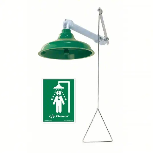 Haws 8122 Plumbed Shower Wall Mnt, Plastic Sprayhead, Galvanized Steel Pipe, Green, 1 in NPT Female