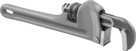 McMaster 5357A123 Pipe Wrench with Straight 1-1/2" Capacity Jaw, 10" Long, Red-Painted Iron
