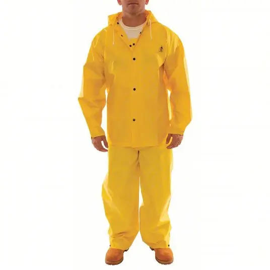 Tingley S56307 MD Rain Suit 3-Piece Rain Suit with Jacket, Detachable Hood, and Bib Overalls, Yellow, M