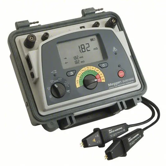 Megger DLRO10HD Micro Ohmmeter CAT III 300V, 250 microohm Max Insulation Resist, 5 Digits, Digital