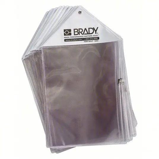 Brady PW-PW A4 1 Job Ticket Holder Plastic, Grommet, 10 1/2 in Ht, 18 1/2 in Wd, Clear/White