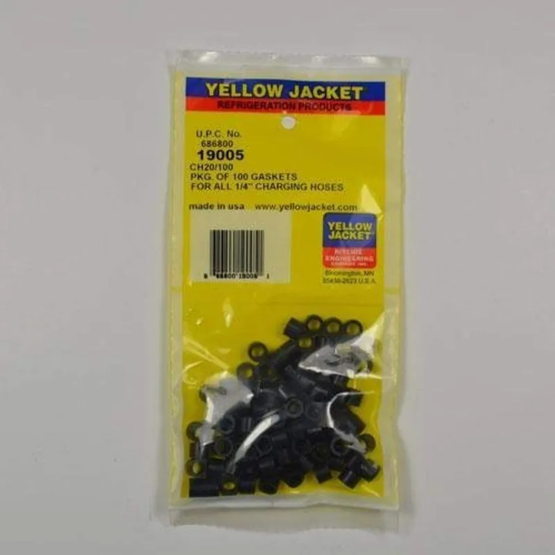 Yellow Jacket 19005 Hose Gasket, 1/4 in Hose ID, Rubber, PK100