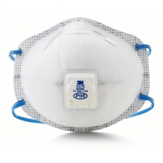 3M 8576 Disposable Respirator Dual, Non-Adj, Metal Nose Clip, Std, White, M Mask Size, Molded, 10 PK