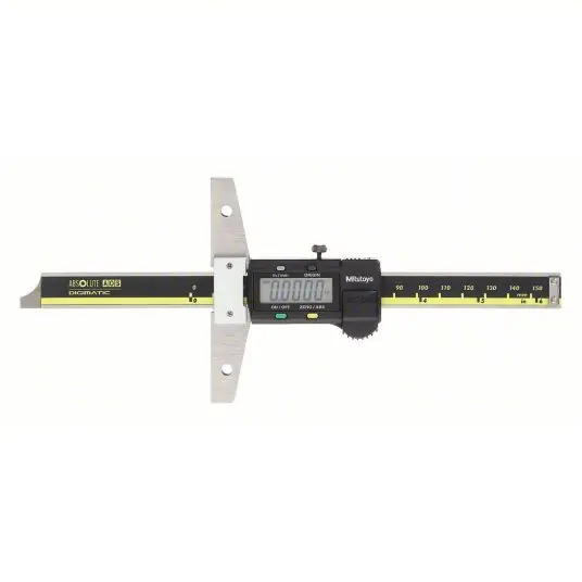 Mitutoyo 571-211-30 Blade-Style Digital Depth Gauge 0 in to 6 in/0 mm to 150 mm Range, IP67, Full Base, Cable