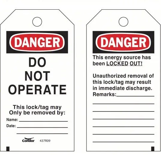 KVM Tools CNDR-51511-6 Lockout Tag Danger, Danger Do Not Operate, Polyester, Remarks, Write-On Surface, English