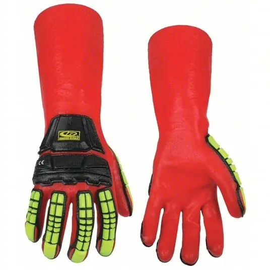 Ansell 074-12 R-Chem Chemical, Impact Glove,Short Cuff,35cm,XL/2X ANSI/ISEA Cut Level A3, 14 in Glove Lg, 1 PR