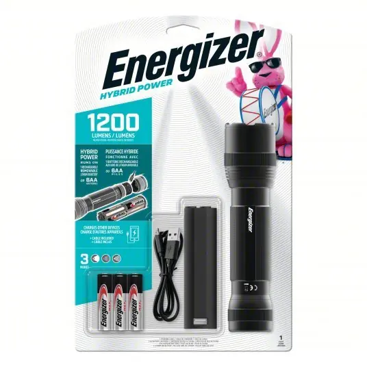 Energizer ENYMHT61 Flashlight Rechargeable, 1,200 lm Max Brightness, USB Cord Charger Included, Black