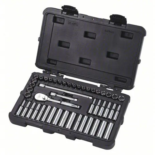 KVM Tools KV53PN22 Socket Wrench Set 1/4 in Drive Size, 47 Pieces, (22) 12-Point, (22) 12-Point, Chrome