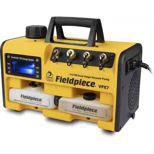 Fieldpiece VPX7 Vacuum Pump 10 cfm, 15 micron Ultimate Vacuum, 120V AC, A2L Compatible, Male, SAE