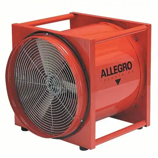 Allegro 9525-01 Confined Space Fan 115/230 V AC, 20 in Duct Dia, 2 hp Horsepower, Orange, 8.2 A Current