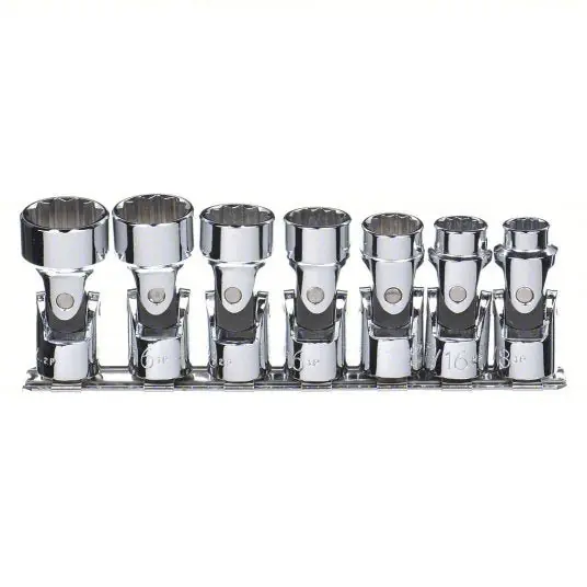 Proto J52102 Socket Set 3/8 in Drive Size, 7 Pieces, 3/8 in to 3/4 in Socket Size Range, (7) 12-Point