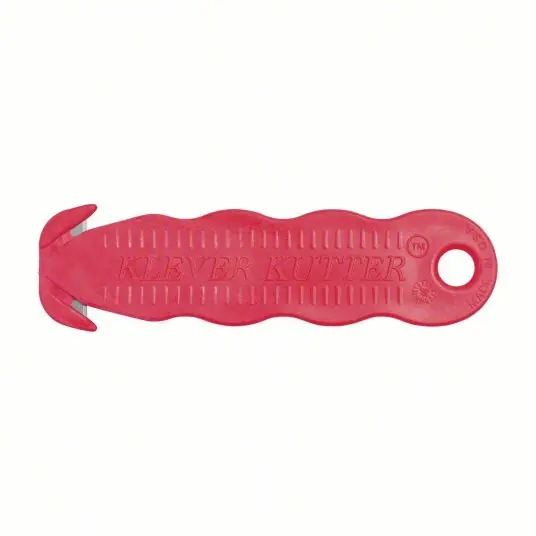 Klever KCJ-1R Safety Cutter 4 5/8 in Overall Lg, Contoured Handle, Textured, Steel, Red, 10 PK