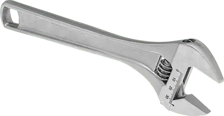 McMaster 7430A34 Adjustable Wrench with Measuring Scale 10" Overall Length, 1-3/8" Maximum Jaw Capacity, Chrome-Plated