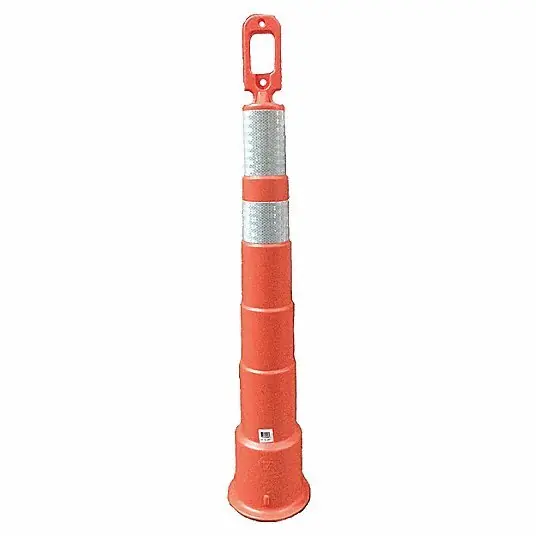 KVM Tools 03-750-6EG Trim Line Channelizer Looper Top, 4 Reflective Stripes, 6 in, 49 3/4 in Ht, Orange, Engineer