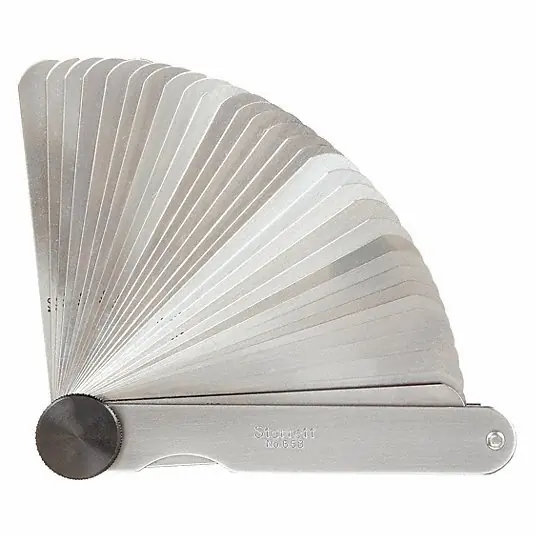 Starrett 66B Feeler Gauge Set Inch, 31 Feeler Blades, 3 1/32 in Blade Lg, Short Blade Blade, Steel