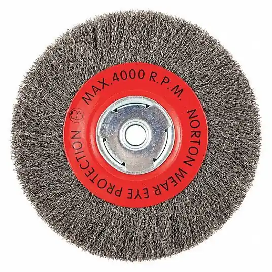 Norton 66252839100 Wire Wheel Brush Crimped Steel, 8 in Dia x 1 in Wd, 5/8 in Arbor, 0.014 in Fill