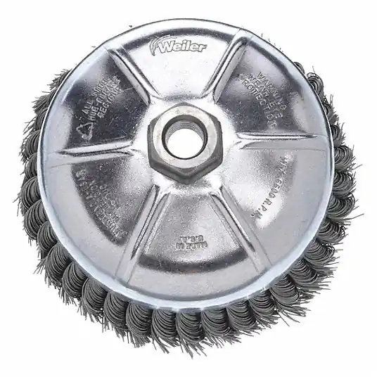 Weiler 93398 Cup Brush Twisted Steel, 5 in Dia, 0.023 in Fill Dia, 5/8"-11 Arbor