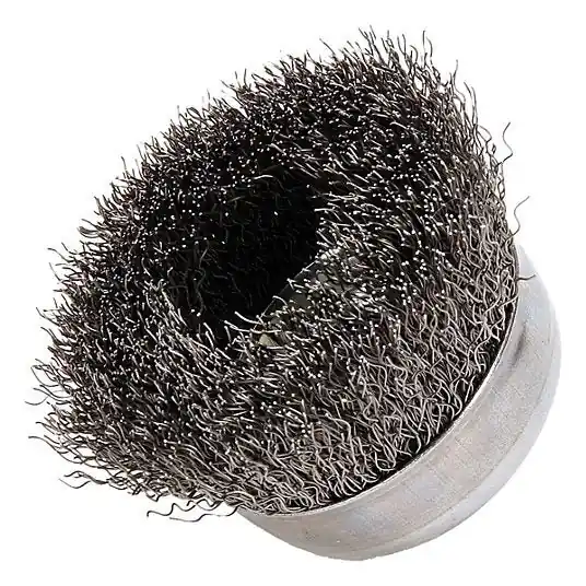 Weiler 93243 Cup Brush Crimped Steel, 3 in Dia, 0.014 in Fill Dia, 5/8"-11 Arbor