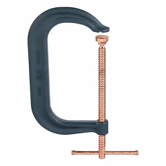 Wilton 408-P Spatter Resistant C-Clamp Extra Heavy Duty, V-Grooved, Swivel, Sliding T Handle