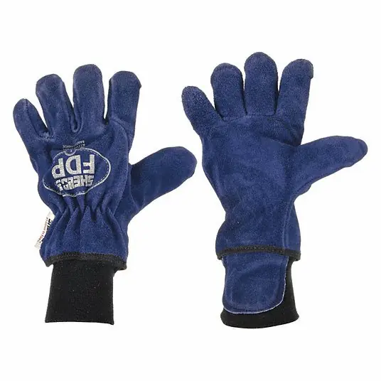 Shelby 5227 L Firefighter Gloves Cowhide Leather Palm, Cowhide Leather, Blue, Cuff Knit, L, 1 PR