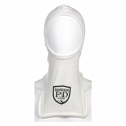 Fire-Dex H61NLNB Fire Hood Nomex(R)/Lenzing FR(R), 6 oz Fabric Wt, Notched Shoulder, 13 in Lg, 2, White