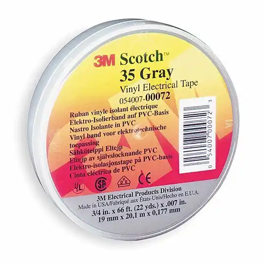 3M 35-GRAY-3/4 Insulating Electrical Tape Gen Purpose, Scotch®, 35, Vinyl, 3/4 in x 66 ft, 7 mil Tape Thick