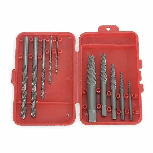 KVM Tools KV2RUR2 Screw Extractor Set 10 Pc, Spiral Flute, Size 1/ 2/ 3/ 4/ 5, 3/32 in to 5/8 in Capacity