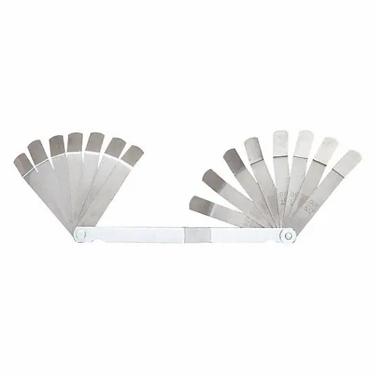 Proto J000R Bent Feeler Gauge Set Inch, 16 Feeler Blades, 3 in Blade Lg, Bent Blade Blade, Steel