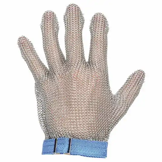 KVM Tools KV18C893 Chainmail Cut-Resistant Glove,L/9, Wrist, Nylon, Stainless Steel, Blue