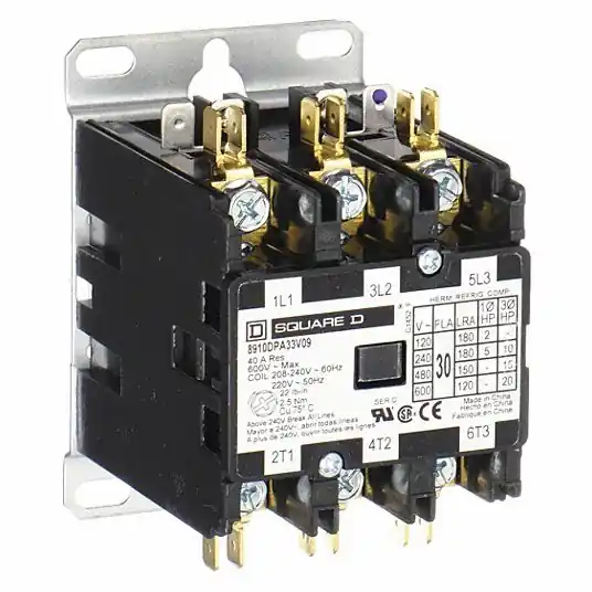 Square D 8910DPA33V09 Definite Purpose Magnetic Contactor 3 Poles, 208-240V AC, 30 A, Non-Reversing