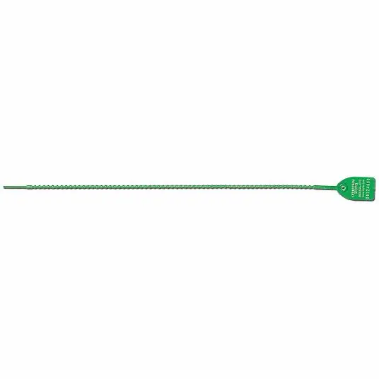 Tydenbrooks 1042901 Pull-Tight Seals 18 in Strap Lg, 40 lb Breaking Strength, Green, White, Hot Stamped, 50 PK