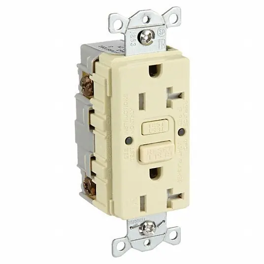 Hubbell GFRTW20I GFCI Receptacle Duplex, Ivory, 5-20R, 20 A, 125V AC, 2 Pole / 3 Wire, Screw Terminals