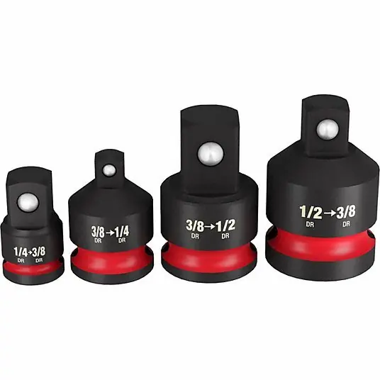 Milwaukee 49-66-6742 Socket Adapter Set 1/2 in_1/4 in_3/8 in Input Drive Size, Black Phosphate