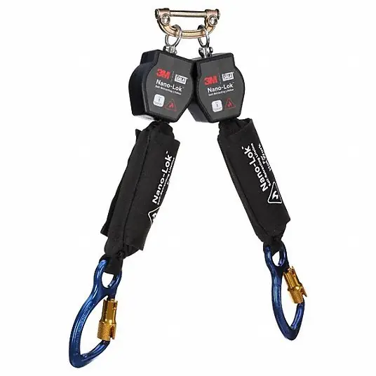 3M 3100569 Self-Retracting Lifeline Steel Quick-Connect Anchor, Harness Aluminum Carabiner, 2 legs