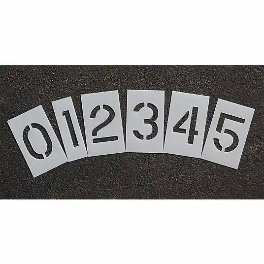 RAE STL-116-8030 Pavement Stencil 0 to 9/Blanks, 3 in Character Ht, 2 in Character Wd, Polyethylene