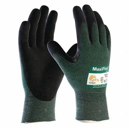 PIP Maxiflex 34-8743/L Knit Gloves L (9), ANSI Cut Level A2, Palm, Dipped, Microporous Nitrile, Sandy, 12 PK