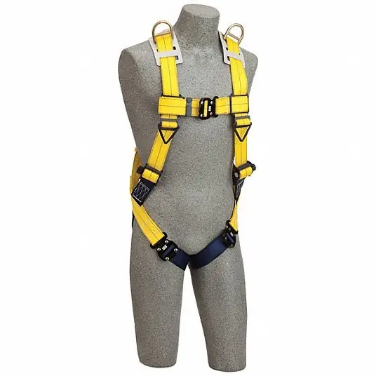 3M DBI-Sala 1110608 Full Body Harness Gen Use, Vest Harness, Quick-Connect / Quick-Connect, Cam, XL, Yellow