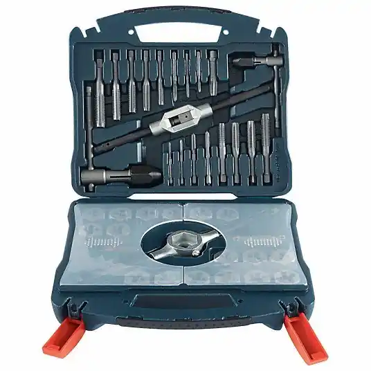 Bosch BTD40MS Tap and Die Set 40 Pieces, M3x0.5 Min. Tap Thread Size, M12x1.75 Max. Tap Thread Size, Hex