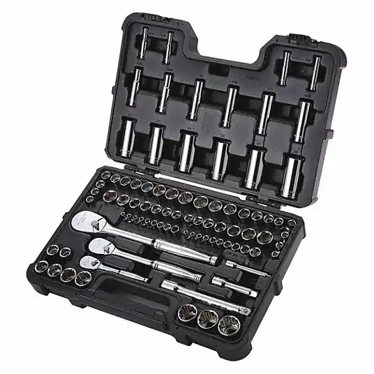 KVM Tools KV53PN73 Socket Wrench Set 1/4 in, 3/8 in, 1/2 in Drive, 86 Piece, 12-Point/6-Point, Metric/SAE