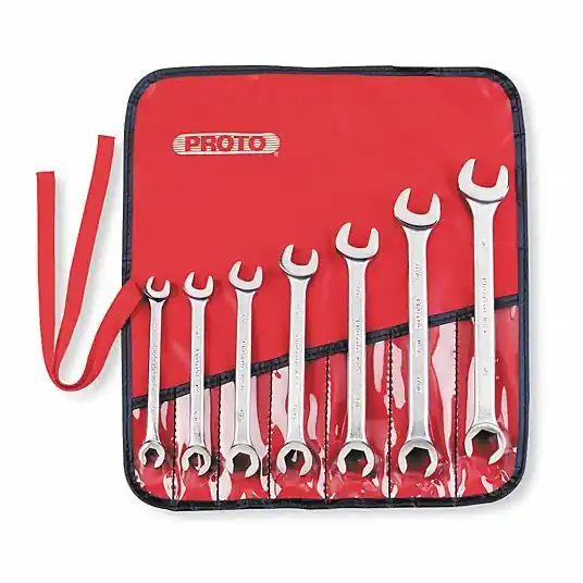 Proto J3700A Flare Nut Wrench Set Alloy Steel, Satin, 7 Tools, 3/8 in to 3/4 in Range of Head Sizes